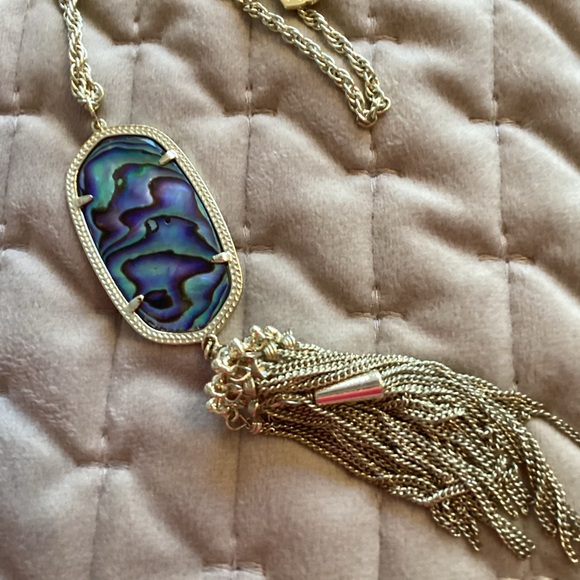 Kendra Scott Gold Necklace with Iridescent Abalone Tassel long Pendant - Picture 4 of 14